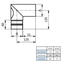 &Oslash; 100 mm Pelletofenrohr Bogen 90&deg; - 2-tlg. - mit Revision