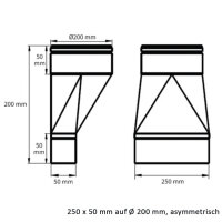 FK Adapter 250 x 50 mm auf &Oslash; 200 mm, asymmetrisch