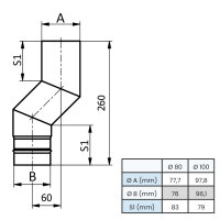 Ø 100 mm Pelletofenrohr Versatzbogen - Versatz 6 cm