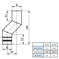 Ø 80 mm Pelletofenrohr Versatzbogen - Versatz 8 cm
