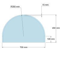 Funkenschutzplatte Glas für Kaminofen Halbkreis 45 x...