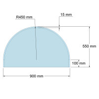 Funkenschutzplatte Glas für Kaminofen Halbkreis 55 x...
