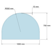 Funkenschutzplatte Glas für Kaminofen Halbkreis 70 x...