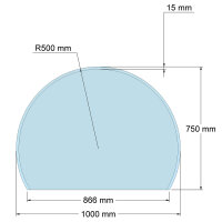 Funkenschutzplatte Glas für Kaminofen Kreisabschnitt...