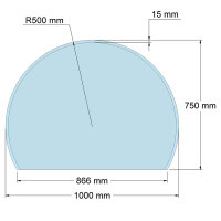 Funkenschutzplatte Glas für Kaminofen Kreisabschnitt...
