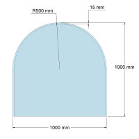 Funkenschutzplatte Glas für Kaminofen Rundbogen 100...