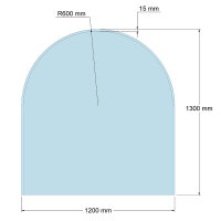 Funkenschutzplatte Glas für Kaminofen Rundbogen 130...