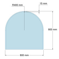 Funkenschutzplatte Glas für Kaminofen Rundbogen 80 x...