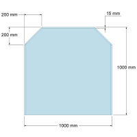 Funkenschutzplatte Glas für Kaminofen Sechseck 100 x...