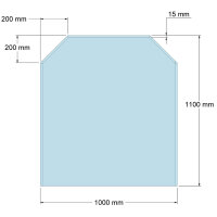 Funkenschutzplatte Glas für Kaminofen Sechseck 110 x...