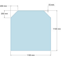 Funkenschutzplatte Glas für Kaminofen Sechseck 110 x...