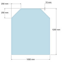 Funkenschutzplatte Glas für Kaminofen Sechseck 120 x...