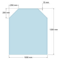 Funkenschutzplatte Glas für Kaminofen Sechseck 120 x...
