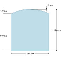 Funkenschutzplatte Glas für Kaminofen Segmentbogen...