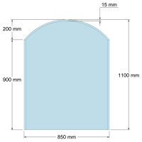 Funkenschutzplatte Glas für Kaminofen Segmentbogen...