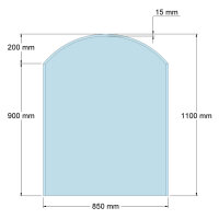 Funkenschutzplatte Glas für Kaminofen Segmentbogen...