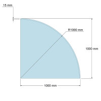 Funkenschutzplatte Glas für Kaminofen Viertelkreis...