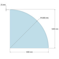 Funkenschutzplatte Glas für Kaminofen Viertelkreis...