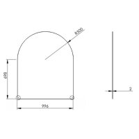 Funkenschutz Stahlbodenplatte Schwarz Halbrund 120 x 100 cm
