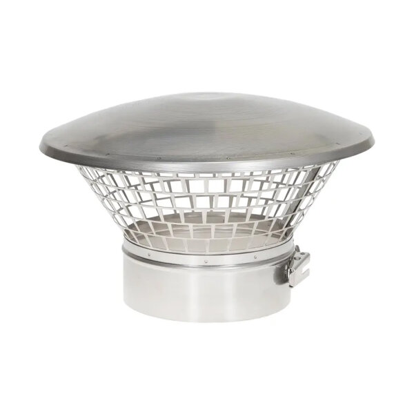 Ø 120 mm Regenhaube mit Klemmverschluss und Funkenschutzgitter - Edelstahl