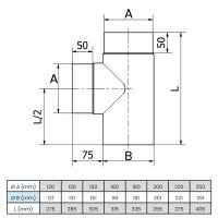 Ø 160 mm Ofenrohr T-Stück 90°