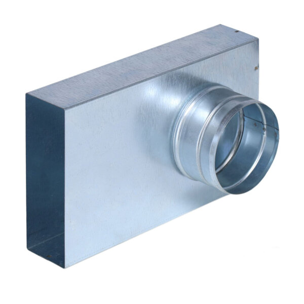 FK Übergang von 150 x 50 mm in 90° auf Ø 90 mm