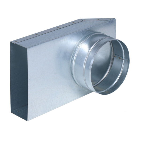 FK Übergang von 150 x 50 mm in 90° auf Ø 120 mm