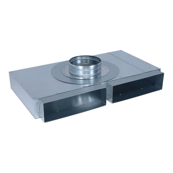 FK Sammelkasten 300 x 90 mm, zwei Eingänge und ein 90° Ausgang Ø 160 mm