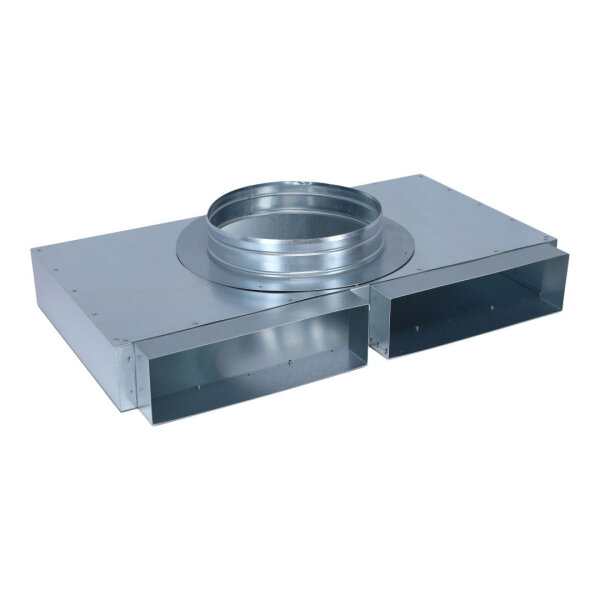 FK Sammelkasten 300 x 90 mm, zwei Eingänge und ein 90° Ausgang Ø 250 mm