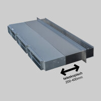 Au&szlig;enluftanschluss Rainstop Edelstahl mit FK Anschluss 3 Stutzen 250 x 50mm, teleskopisch 200-400mm