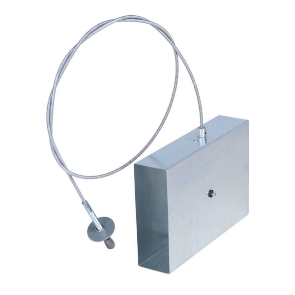 FK Absperrklappe mit Silikondichtung, Biegewelle/Bowdenzug und Edelstahlknopf, 150 x 50 mm