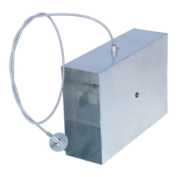 FK Absperrklappe mit Silikondichtung, Biegewelle/Bowdenzug und Edelstahlknopf, 200 x 90 mm