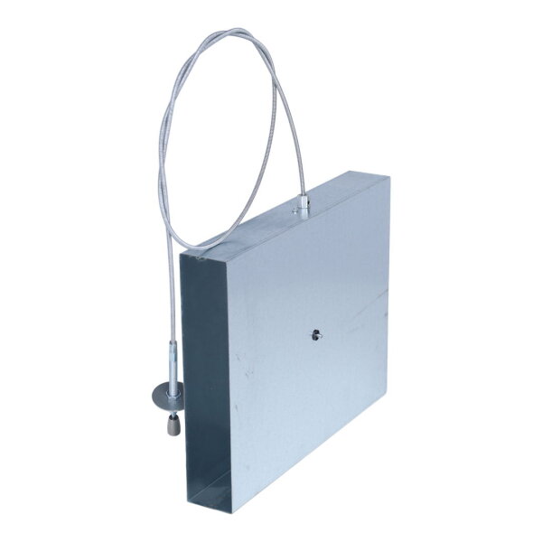 FK Absperrklappe mit Silikondichtung, Biegewelle/Bowdenzug und Edelstahlknopf, 250 x 50 mm