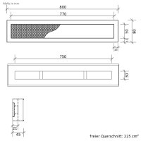 Open Air 8 Ventilationsleiste mit Putztr&auml;gerplatte, 800 x 80 mm, wei&szlig;