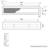 Open Air 8 Ventilationsleiste mit Putztr&auml;gerplatte, 400 x 80 mm, SCHWARZ
