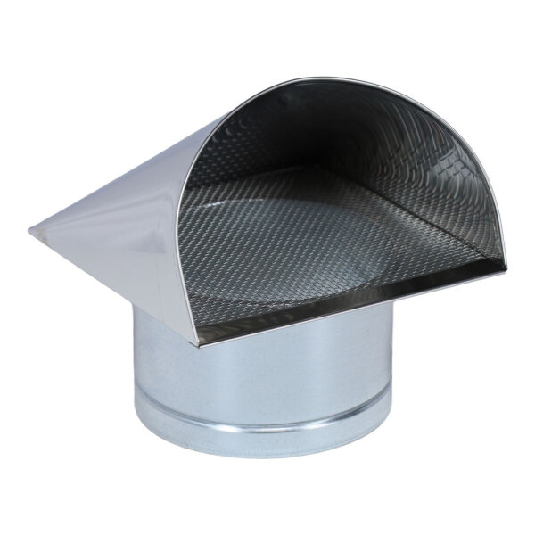 Außenluft-Anschlussstutzen mit integriertem Insektenschutzgitter und Edelstahlabdeckung Ø 125 mm
