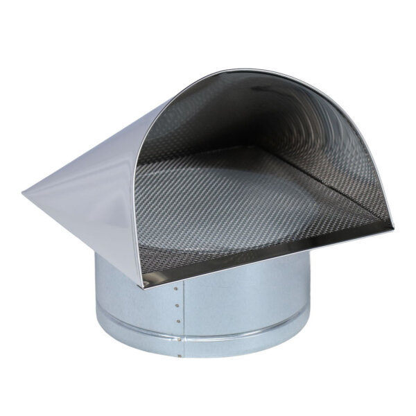Außenluft-Anschlussstutzen mit integriertem Insektenschutzgitter und Edelstahlabdeckung Ø 180 mm