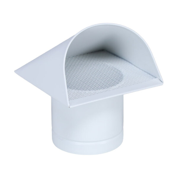 Außenluft-Anschlussstutzen mit integriertem Insektenschutzgitter und Abdeckung aus galvanisiertem Stahl Ø 100 mm, weiß