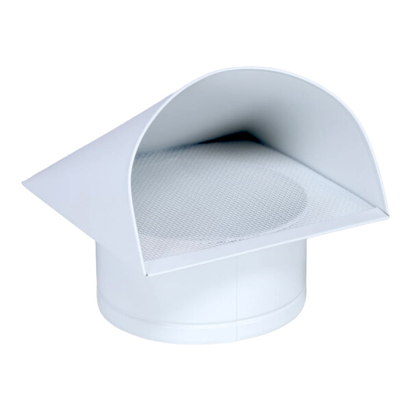 Außenluft-Anschlussstutzen mit integriertem Insektenschutzgitter und Abdeckung aus galvanisiertem Stahl Ø 180 mm, weiß