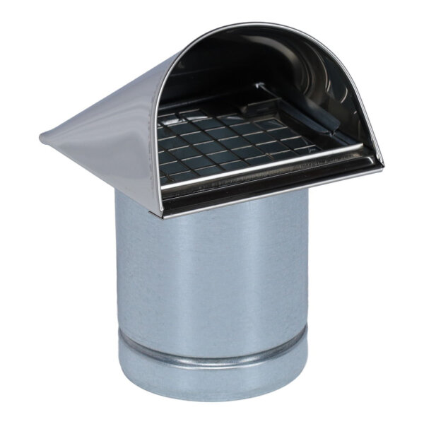 Außenluft-Anschlussstutzen mit herausnehmbarem Insektenschutzgitter und Edelstahlabdeckung Ø 80 mm