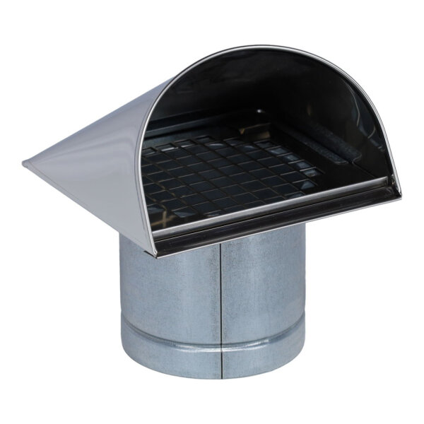 Außenluft-Anschlussstutzen mit herausnehmbarem Insektenschutzgitter und Edelstahlabdeckung Ø 100 mm