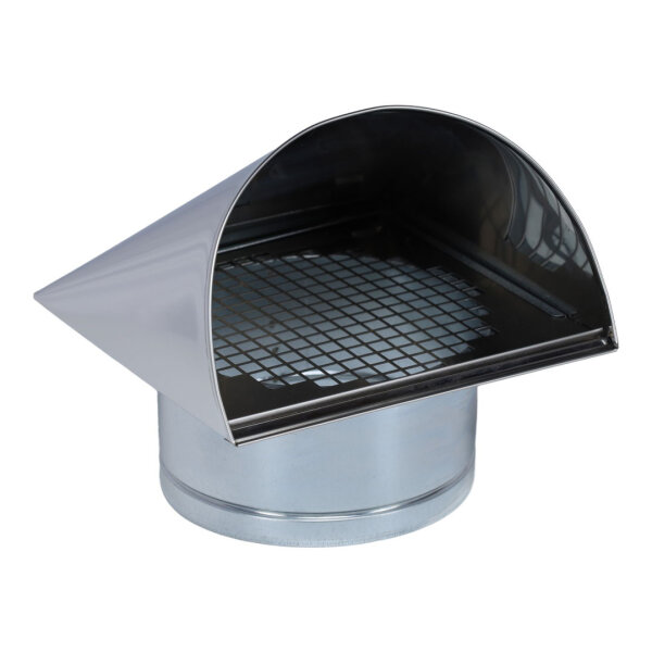 Außenluft-Anschlussstutzen mit herausnehmbarem Insektenschutzgitter und Edelstahlabdeckung Ø 180 mm
