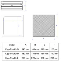 Kipp-Putztür L Edelstahl, 220 x 220 mm, weiß