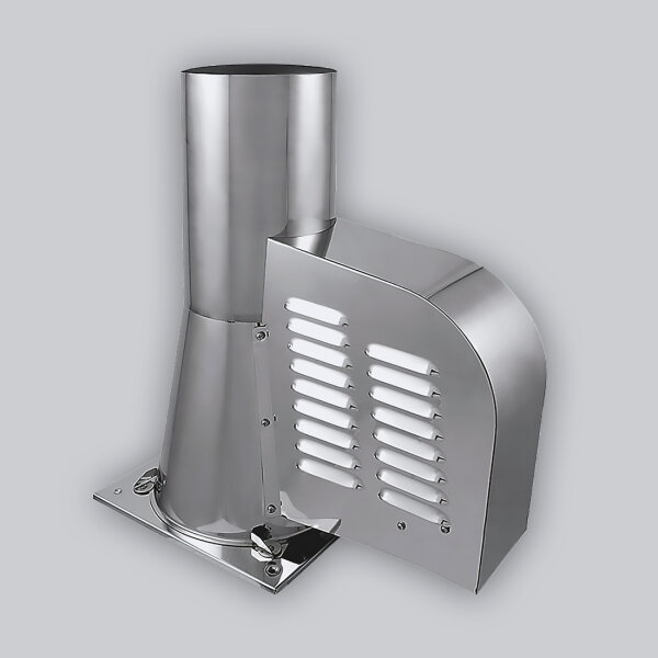 Rauchsauger Modell ›Quadrat‹ mit Bodenplatte Ø 200 mm, Edelstahl