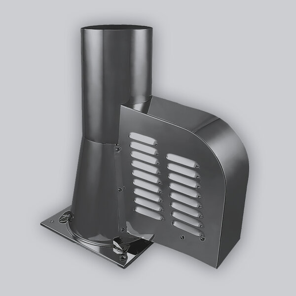 Rauchsauger Modell ›Quadrat‹ mit Bodenplatte Ø 200 mm, Edelstahl schwarz