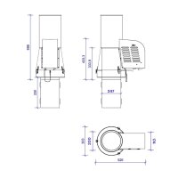 &Oslash; 250 mm - Rauchsauger Modell &rsaquo;Rund&lsaquo; zum Einstecken &Oslash; 200 mm, Edelstahl, inkl. Reduzierung von &Oslash; 250 mm auf &Oslash; 200 mm, mit verl&auml;ngertem Einschub 330 mm
