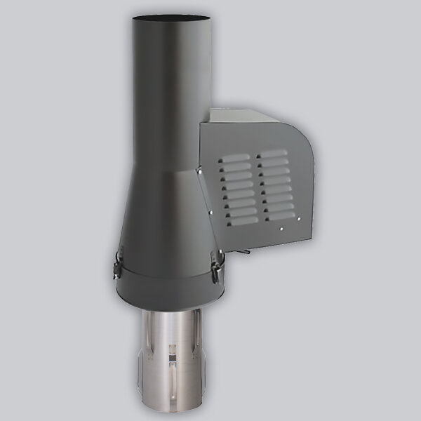 Rauchsauger Modell "Rund" zum Einstecken Ø 150 mm, Edelstahl schwarz, mit verlängertem Einschub 330 mm