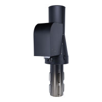 &Oslash; 150 mm - Rauchsauger Modell "Rund" zum Einstecken &Oslash; 150 mm, Edelstahl schwarz, mit verl&auml;ngertem Einschub 330 mm